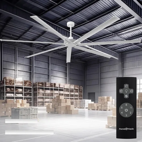 Vista 18 de Ventilador de techo grande de 84 pulgadas sin luz, ventilador de techo negro con certificación ETL