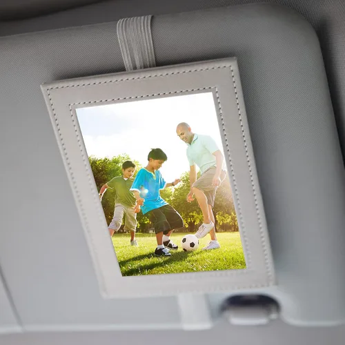 Vista 7 de Temlum Soporte para fotos de automóvil, 3.5 x 5 pulgadas, marco de fotos de cuero artificial para visera, soporte de fotos de automóvil, accesorios