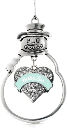 Vista 197 de Inspired Silver - Big Sis - Adorno de Navidad plateado - Adorno de árbol de Navidad con dije de corazón con circonita cúbica - Decoración colgante