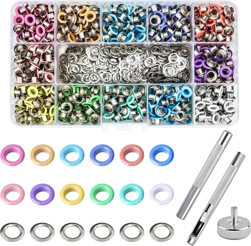 Vista 9 de YHNTGB 160 juegos de herramientas de metal de 1/2 pulgada con ojales de 4 4 colores -160 piezas