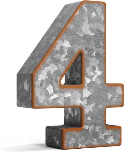 Vista 40 de CraftyCrocodile Números de metal galvanizado de 7" para decoración de pared - Número 3D 0 para colgar y de pie libre - Números de mesa rústicos