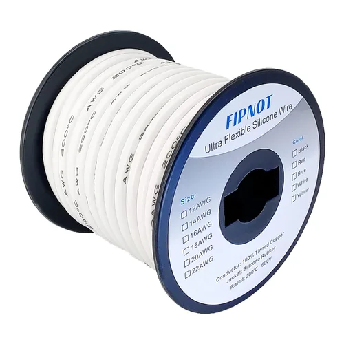 Vista 20 de Cable de 8 AWG Alambre Calibre 8 de Silicona - Carrete Negro de 25 pies, Alambre de Cobre Estañado Trenzado Extra Flexible 8AWG para Soldadura 200℃
