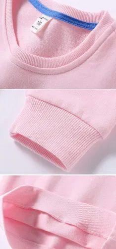Vista 3 de Sudadera delgada con cuello redondo para niños y niñas, manga larga, de algodón, sin botones, para niños pequeños