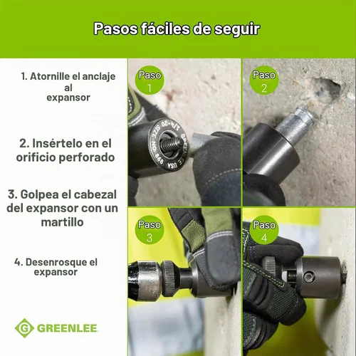 Vista 5 de Greenlee 868 Expansor de ancla de tornillo para ancla de calafateo, tamaño 1/4 pulgadas - 20