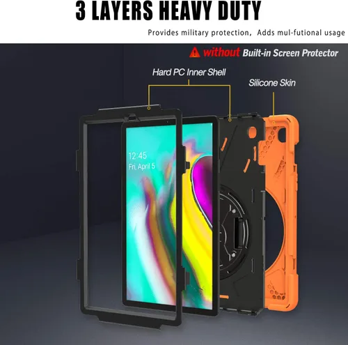 Vista 2 de IVY Funda con función atril de 360 grados compatible con Samsung Galaxy Tab A 9.7 2015 (SM-T550) con correa para la muñeca y correa para el hombro