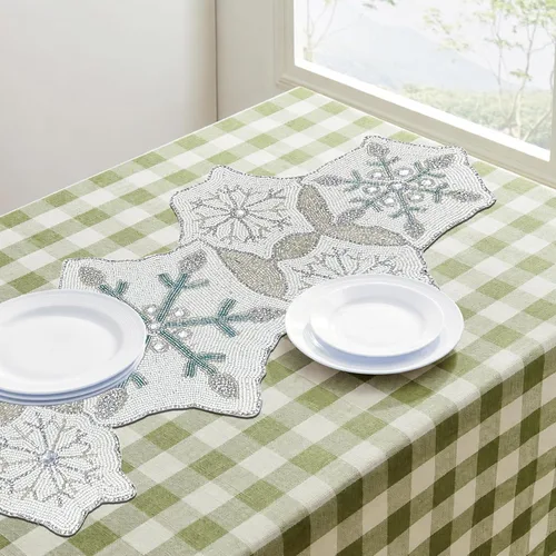 Vista 8 de Camino de mesa con cuentas de 36 pulgadas de diseño elegante infinito - Decoración de mesa para bodas, fiestas, días festivos, regalos y uso diario