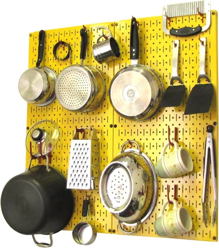 Vista 28 de Wall Control Organizador de Tablero Perforado de Cocina Estante de Almacenamiento de Ollas y Sartenes Kit de Organización con Tablero Perforado