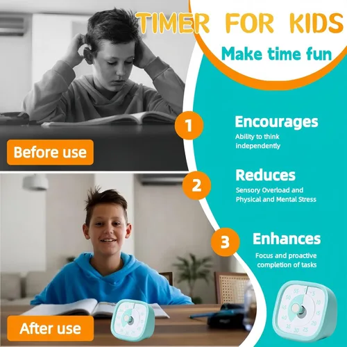 Vista 4 de Temporizador visual para niños, temporizador de tiempo, temporizador de 60 minutos para niños para aula, oficina en casa, temporizador de cuenta