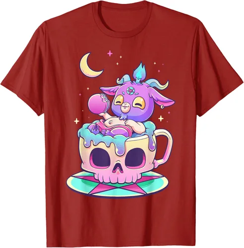 Vista 46 de Kawaii Pastel Goth Cute espeluznante Pentáculo Baphomet - Camiseta de cabra, Negro