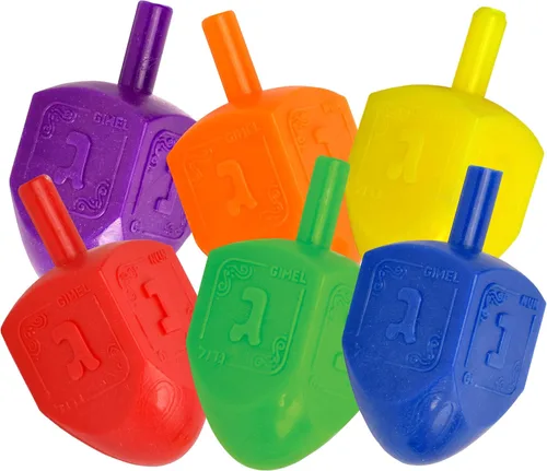 Vista 4 de Hanukkah Dreidels - Dreidel de plástico multicolor - 10 unidades medianas