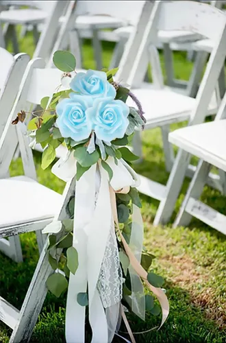 Vista 4 de 100 PCS Rosas de Espuma Azul Bebé Flores Artificiales Flores de Espuma Azul a Granel Sin Tallo Rosas Falsas para Bricolaje Centros de Mesa de Boda