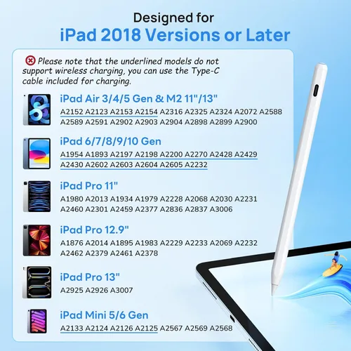 Vista 6 de Lápiz óptico para iPad con carga inalámbrica, lápiz Zspeed iPad casi como Apple Pencil de 2ª generación, compatible con iPad Air 5/4, iPad mini 6