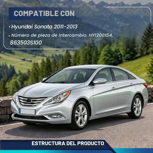 Vista 2 de PIT66 Conjunto de parrilla delantera cromada compatible con Sonata 2011 2012 2013 HY1200154 863503S100