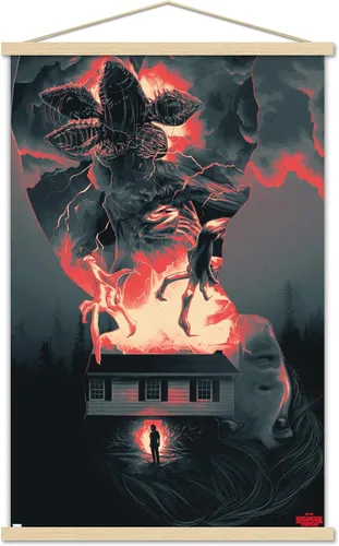 Vista 16 de Trends International Netflix Stranger Things - Póster de pared de siluetas, 22.4 pulgadas de largo x 14.7 pulgadas, versión enmarcada en madera