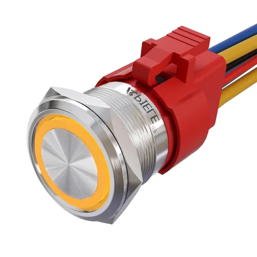 Vista 12 de APIELE Interruptor de botón momentáneo de 10 A, 22 mm, LED ojo de ángel, impermeable, redondo, autorresetable, 7/8'', 1NO 1NC