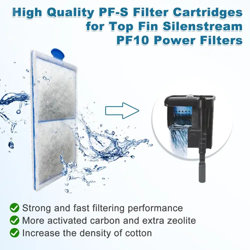Vista 2 de driamor Paquete de 6 cartuchos de filtro PF-S compatibles con filtros de potencia PF10, repuesto de cartuchos de filtros de tanque de peces pequeños