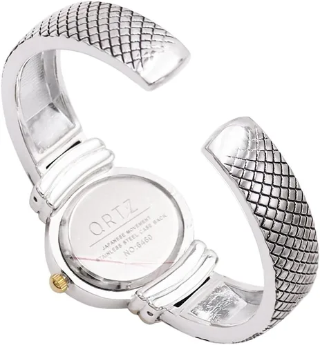 Vista 3 de Rosemarie Collections Elegante pulsera de reloj con forma ovalada de madreperla y pulsera con textura (plata/oro)