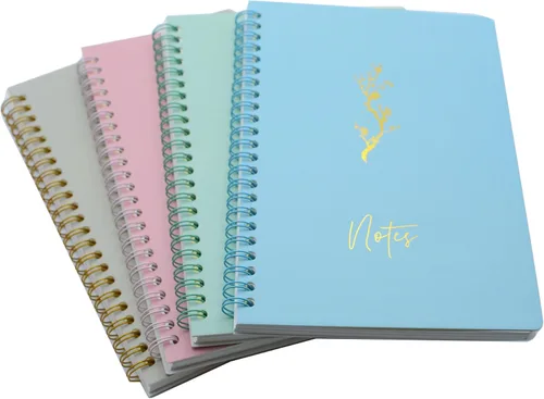 Vista 5 de Yansanido Cuaderno de espiral, 4 unidades, tamaño A5, diseño de flores doradas, tapa dura gruesa de 0.315 in, 80 hojas/160 páginas, diarios