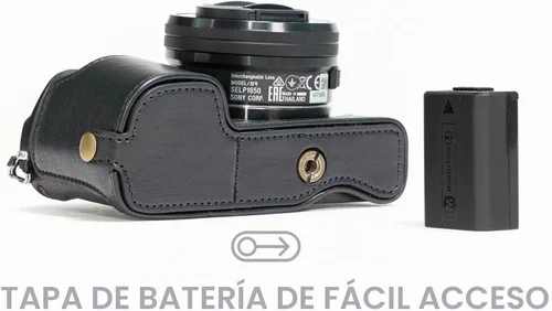 Vista 2 de MegaGear Ever Ready - Funda de piel para cámara compatible con Sony Alpha A6300, A6000 Negro