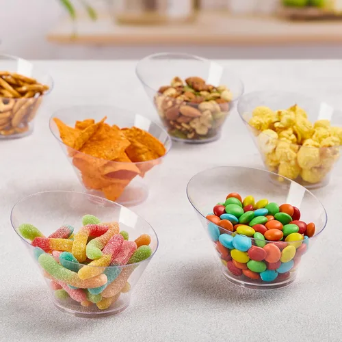 Vista 5 de Paquete de 20 cuencos de plástico en ángulo de 6 onzas, cuencos pequeños para dulces, cuencos desechables para postres, aperitivos, frutas, helados