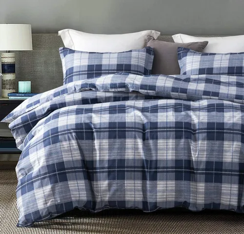 Vista 12 de Sleepbella - Edredón tamaño individual, algodón de 600 hilos, patchwork a rayas en blanco y azul marino, diseño reversible en azul, con relleno