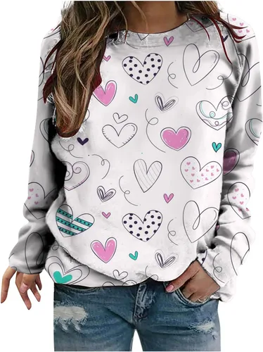 Vista 50 de Sudadera de manga larga con estampado de leopardo y corazón para mujer, para el día de San Valentín, sin botones, para niñas, regalos
