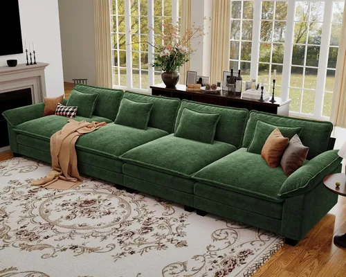 Vista 123 de Sofá modular de gran tamaño de 154 pulgadas, cómodo sofá en forma de U con 3 otomanas móviles, sofá moderno de felpilla de 7 plazas para sala