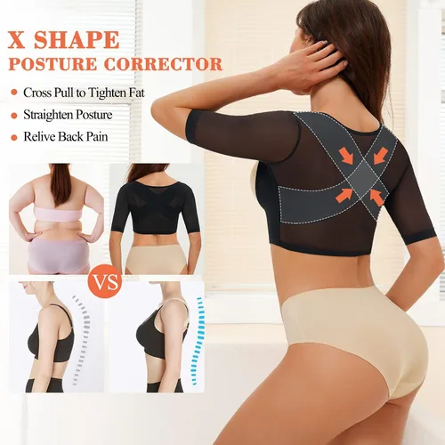 Vista 2 de LANCS Parte superior del brazo moldeador poscirugía mangas de compresión de brazo Lipo Prenda Corrector de postura Tops Soporte de espalda Shapewear