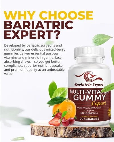 Vista 4 de Bariatric Expert - Gomitas multivitamínicas – Suplemento dietético de fusión rápida para adultos después de la manga gástrica y bypass, recomendado