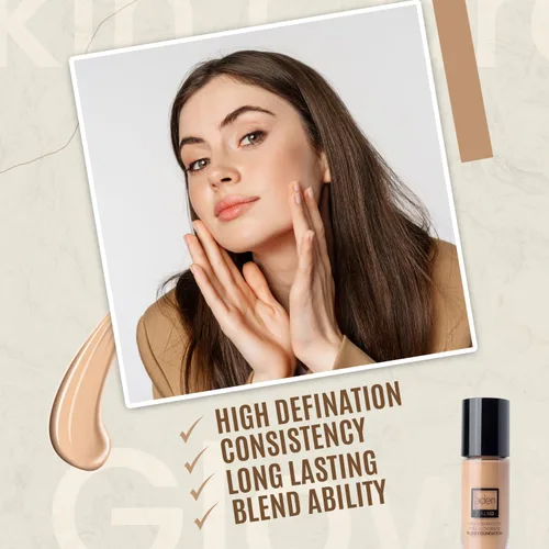 Vista 5 de aden Maquillaje de base fluida con tecnología nano, 0.7 fl oz, adaptación de color, impermeable, cobertura completa, alta definición, larga