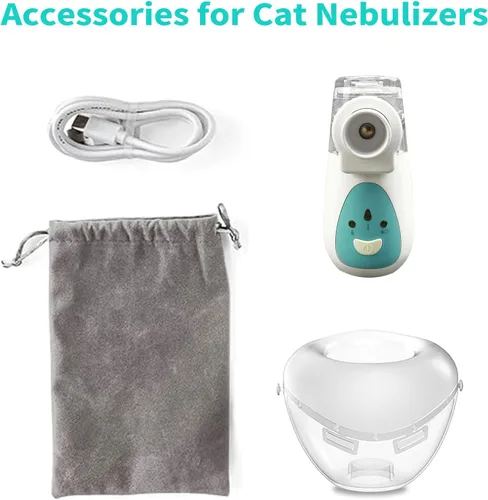 Vista 6 de Nebulizador para gatos, nebulizador para mascotas y máscara inhaladora para gatos, bajo ruido, para gatos y cachorros, verde S
