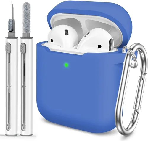 Vista 29 de Funda Protectora para AirPods 1/2, viene con kit de limpieza, funda protectora de silicona suave con hebilla, compatible con estuche de carga