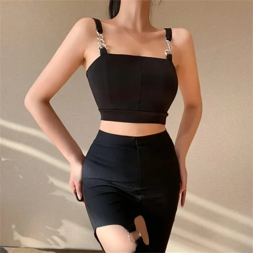 Vista 13 de Camisetas sin mangas góticas para mujer, camisola gótica Y2k