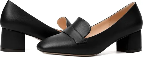 Vista 6 de MODENCOCO Mocasines de tacón bajo grueso para mujer, cómodos, informales, de 2 pulgadas