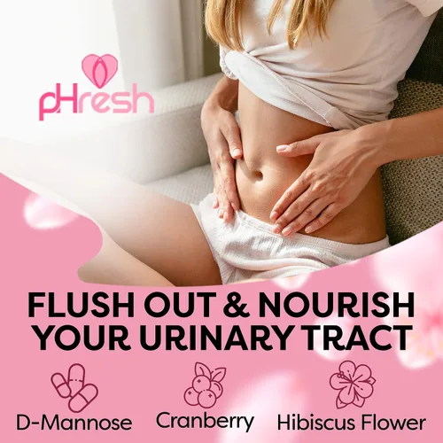 Vista 5 de pHresh D-manosa con cápsulas de arándano para mujeres y hombres, fuerza máxima de 1000 mg por porción, apoya: salud del tracto urinario, fabricado