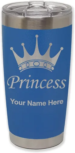 Vista 28 de LaserGram Vaso aislado al vacío de 20 onzas, corona de princesa, grabado personalizado incluido (negro)