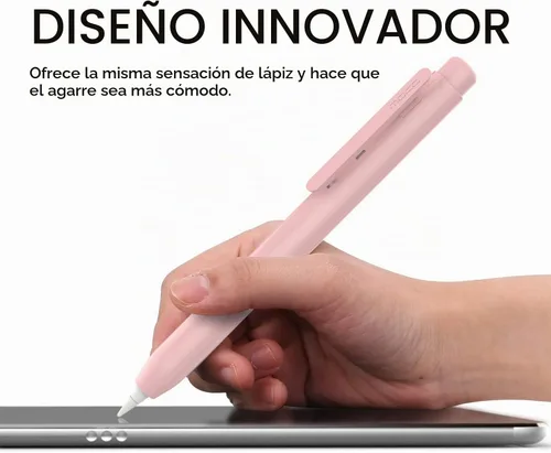Vista 8 de Estuche con Soporte MoKo para Lápiz Apple 1ª Generación, Funda Protectora Retráctil para Lápiz iPad con Clip Resistente, Rosa A-Rosa