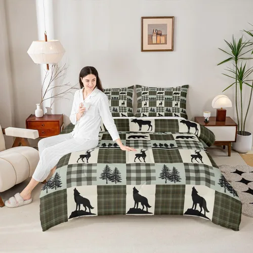 Vista 17 de Manfei Juego de edredón geométrico azteca, tamaño individual, juego de ropa de cama de cactus, vaquera occidental, decoración de habitación de niños