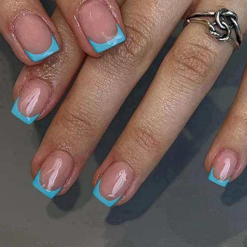 Vista 41 de 30 Uñas Postizas de Punta Francesa Negra a Presión, Uñas de Almendra Cortas para Presionar, Uñas Postizas Cortas en Forma de Almendra, Uñas