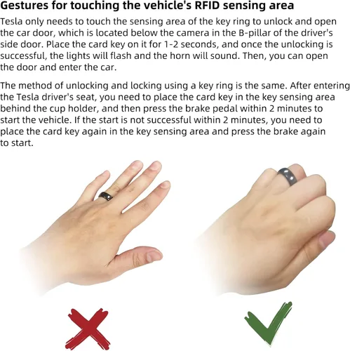Vista 3 de Anillo inteligente modelo 3 para Tesla Model 3/Y, accesorios para llavero, anillo RFID impermeable de cerámica completa