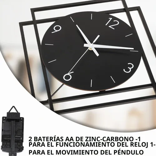 Vista 3 de Reloj de pared con péndulo, silencioso de calidad de cuarzo operado con batería, relojes de pared grandes modernos para decoración de sala de estar