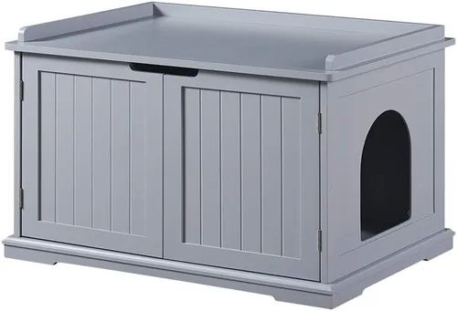Vista 25 de unipaws Caja de arena para gatos extra grande para cajas de arena automáticas y autolimpiantes, armario alto con estación de carga, casa oculta