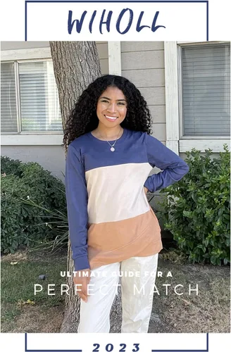 Vista 2 de WIHOLL Sudaderas de cuello redondo para mujer, camisas de manga larga, dobladillo de tulipán, tops de otoño