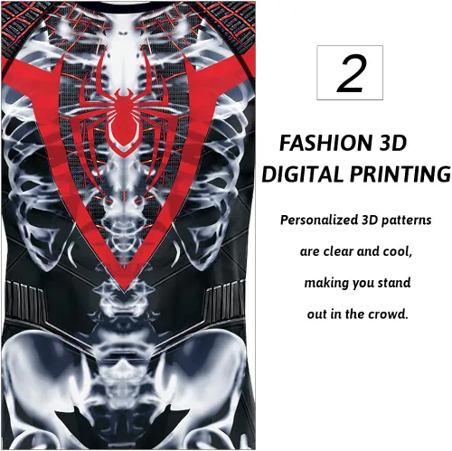 Vista 5 de Rcimuue Camisa de compresión para hombre camiseta de compresión con impresión 3D camiseta de manga larga para correr fitness secado rápido