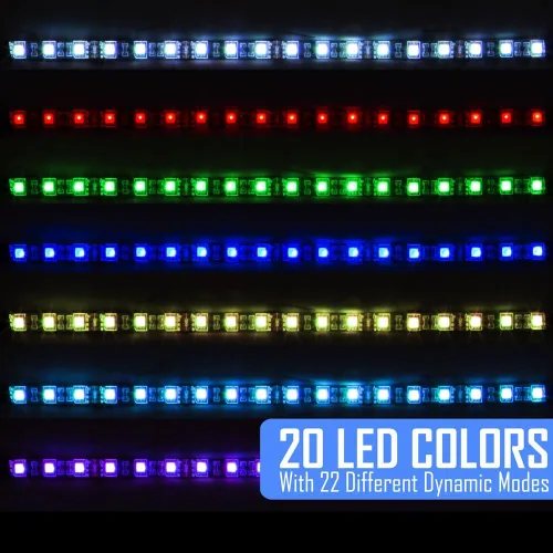 Vista 6 de Kingwin KRGB-LED-12 Tira de luces LED RGB, tira de luz LED para carcasa de computadora, PC, laptop, hogar, oficina e iluminación de fondo. Tira