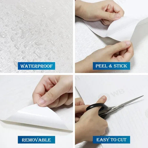 Vista 4 de FunStick - Papel pintado de lino con textura de pasto crema blanco, autoadhesivo, extraíble, de 12"x200", para paredes, armarios, cómodas, muebles