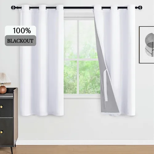 Vista 127 de DWCN - Cortinas 100% opacas para dormitorio con forro negro, cortinas de ventana de doble capa con aislamiento térmico que oscurecen toda la Azul