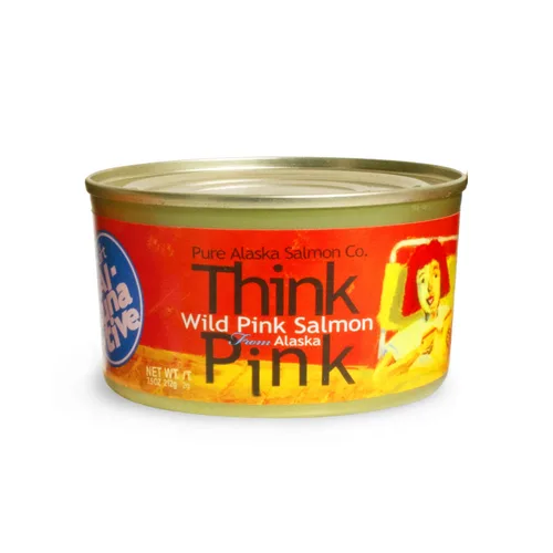 Vista 3 de Think Pink Wild Alaska Pink Salmon, The Original Smart Al-TUNA-tive! Atrapado en la naturaleza, sin gluten, sin OMG, Kosher, sostenible, producto