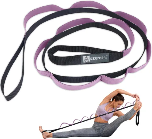 Vista 9 de A AZURELIFE Half-Elastic Stretch Straps with 11 Loops, Stretching Strap for Physical Therapy, Multi-Loop Yoga Strap Fitness Exercise Strap for Yoga