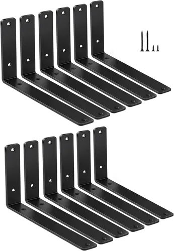 Vista 14 de Paquete de 2 soportes de estante en L de 6 pulgadas de largo x 4 pulgadas de alto x 1.5 pulgadas de ancho, 5 mm de grosor, soportes de estante